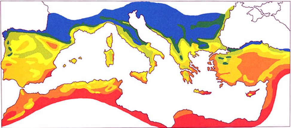 map showing regions of Mediterranean drought
